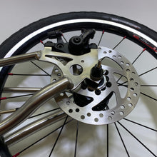 Load image into Gallery viewer, Titanium 74mm disk Front &amp; 120mm disk Rear Triangle Fork for 16”Brompton

